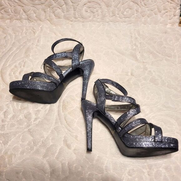 Diba Strappy Sandals Metallic Glitter Stilleto Heels Platform Tenith II Size 8M - Picture 4 of 14